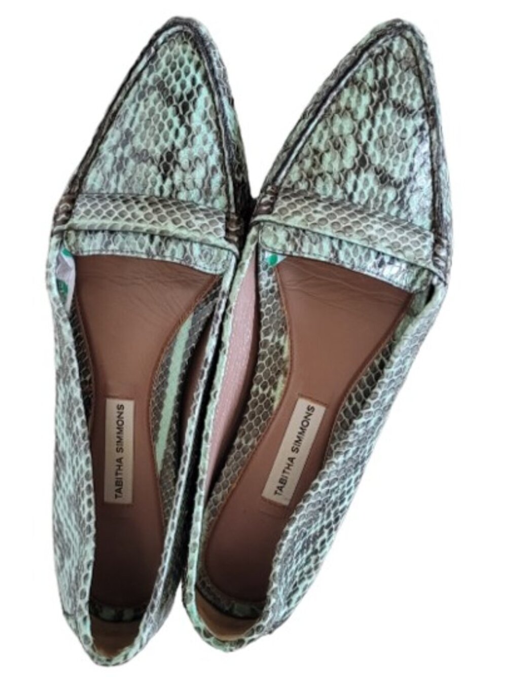 Tabitha Simmons Snakeskin Leather James Moccasins Loafers Flats